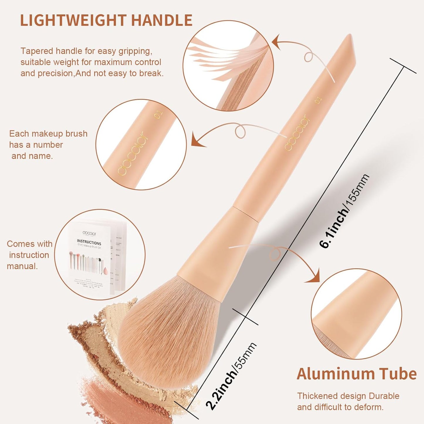 Makeup Brushes Set 17Pcs Morandi Makeup Brushes with Makeup Bag and Makeup Sponge and Brush Protector Professional Face Powder Foundation Eye Shadow Concealers Brush Kit Gift Box